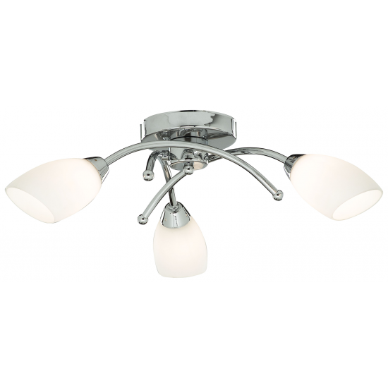Opera 3Lt Flush -Chrome Metal & Opal Glass