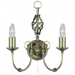 Zanzibar 2Lt Wall Light - Antique Brass Metal