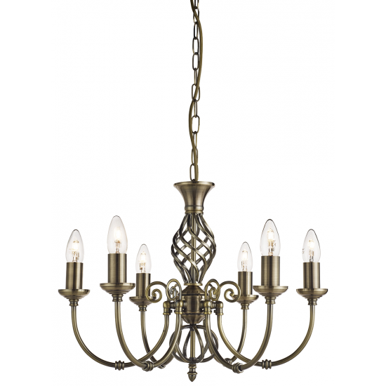 Zanzibar 6Lt Pendant - Antique Brass Metal