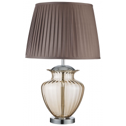 Elina Table Lamp - Chrome Metal, Amber Glass & Bro
