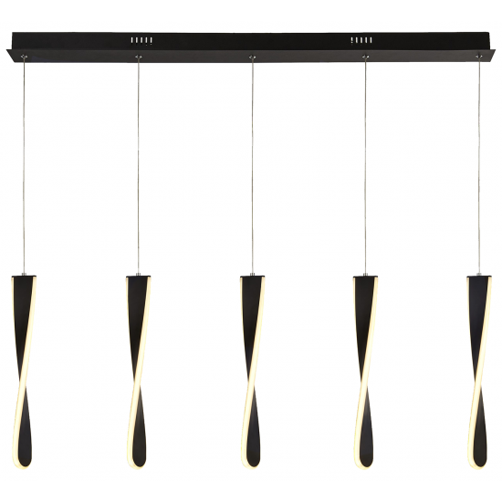 Paddle 5Lt Bar Pendant - Black Metal & Opal Silico