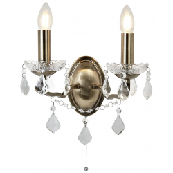 Paris 2Lt Wall Light - Antique Brass Metal & Clear