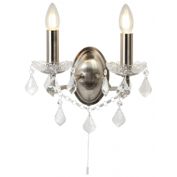 Paris 2Lt Wall Light - Satin Silver & Clear Crysta