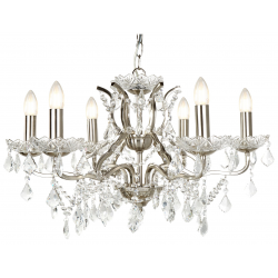 Paris  6Lt Chandelier - Satin Silver Metal & Clear