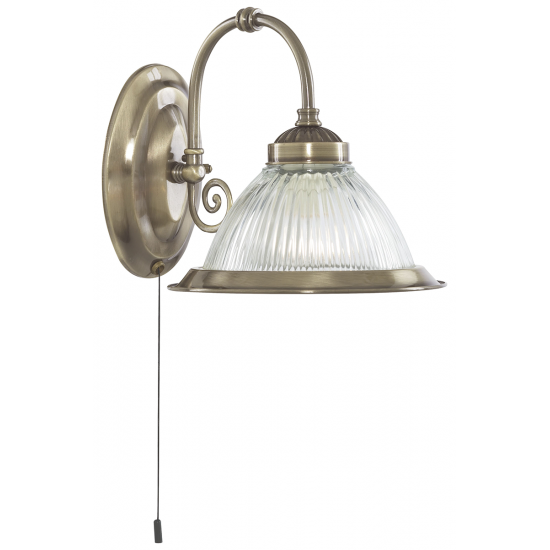 American Diner Wall Light - Antique Brass & Ribbed