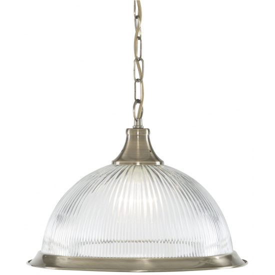 American Diner Pendant - Antique Brass & Glass