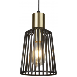 Bird Cage  Pendant  - Black & Satin Brass Metal