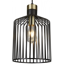 Bird Cage  Pendant  - Black & Satin Brass Metal