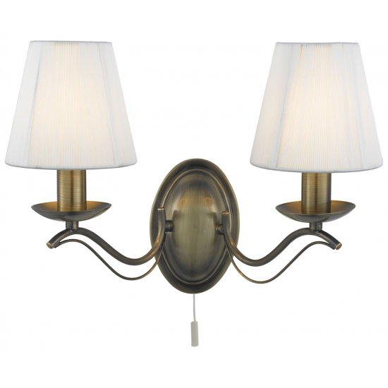 Andretti 2Lt Wall Light-Antique Brass & Ivory Stri