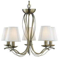 Andretti 5Lt Pendant-Antique Brass & Ivory String