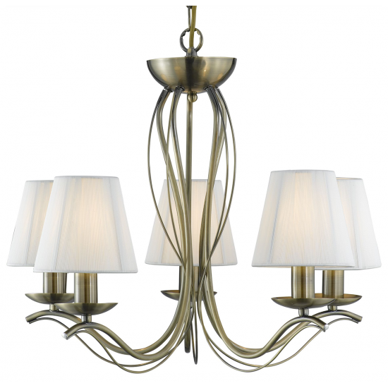 Andretti 5Lt Pendant-Antique Brass & Ivory String