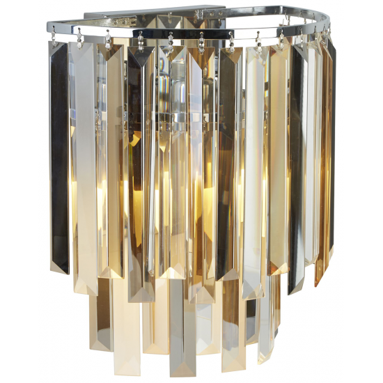 Clarissa 2Lt Wall Light - Chrome & Mixed Glass